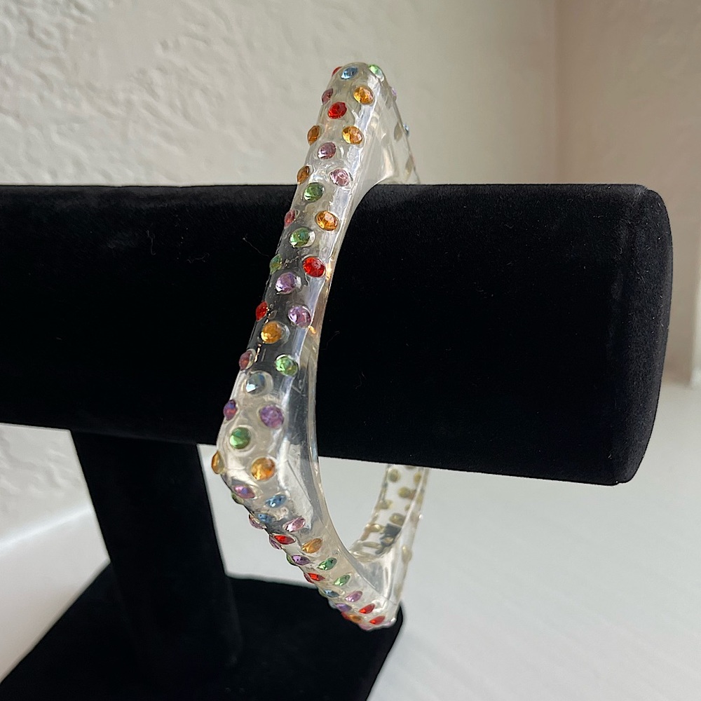 Multi colored Crystal square fashion, bangle bracelet.